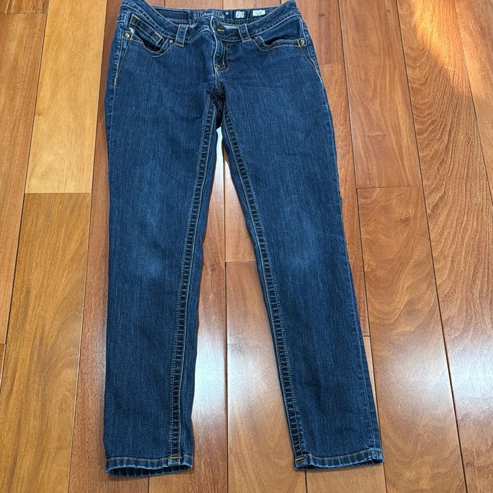 MISS ME Women's Plain‎ Stretch Crop Skinny Zip Ankle Jeans Mid Rise Blue Size 29